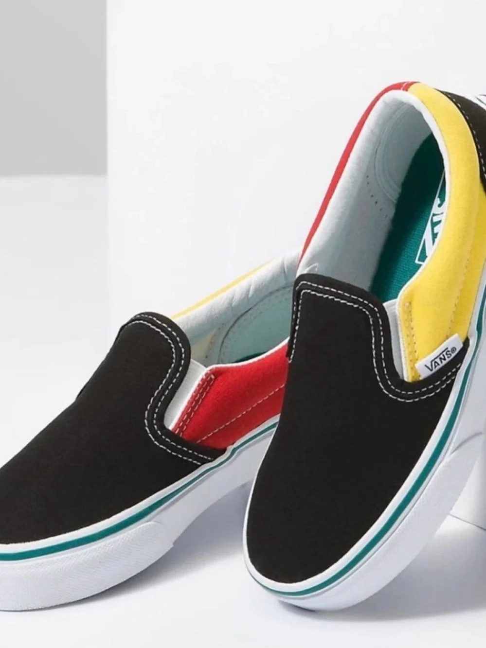 New boys girls Vans sz 13 Multi-Color Slip-On Shoes— Black, Red, Yellow